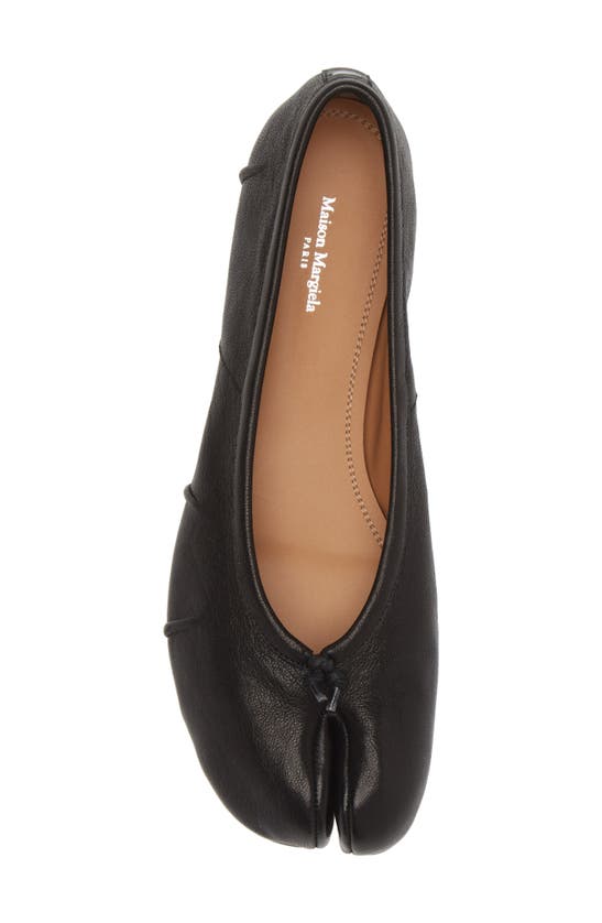 Maison Margiela Black Leather Tabi Ballerinas With Iconic Tabi Split-toe In Black