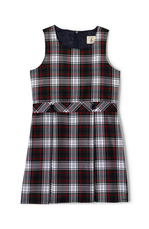 Lands' End Girls Uniform Plaid Jumper In Evergreen/white Plaid