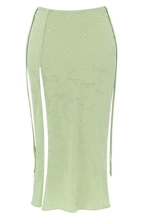 MISTRESS ROCKS MISTRESS ROCKS EMBROIDERED THIGH SPLIT MIDI SKIRT 