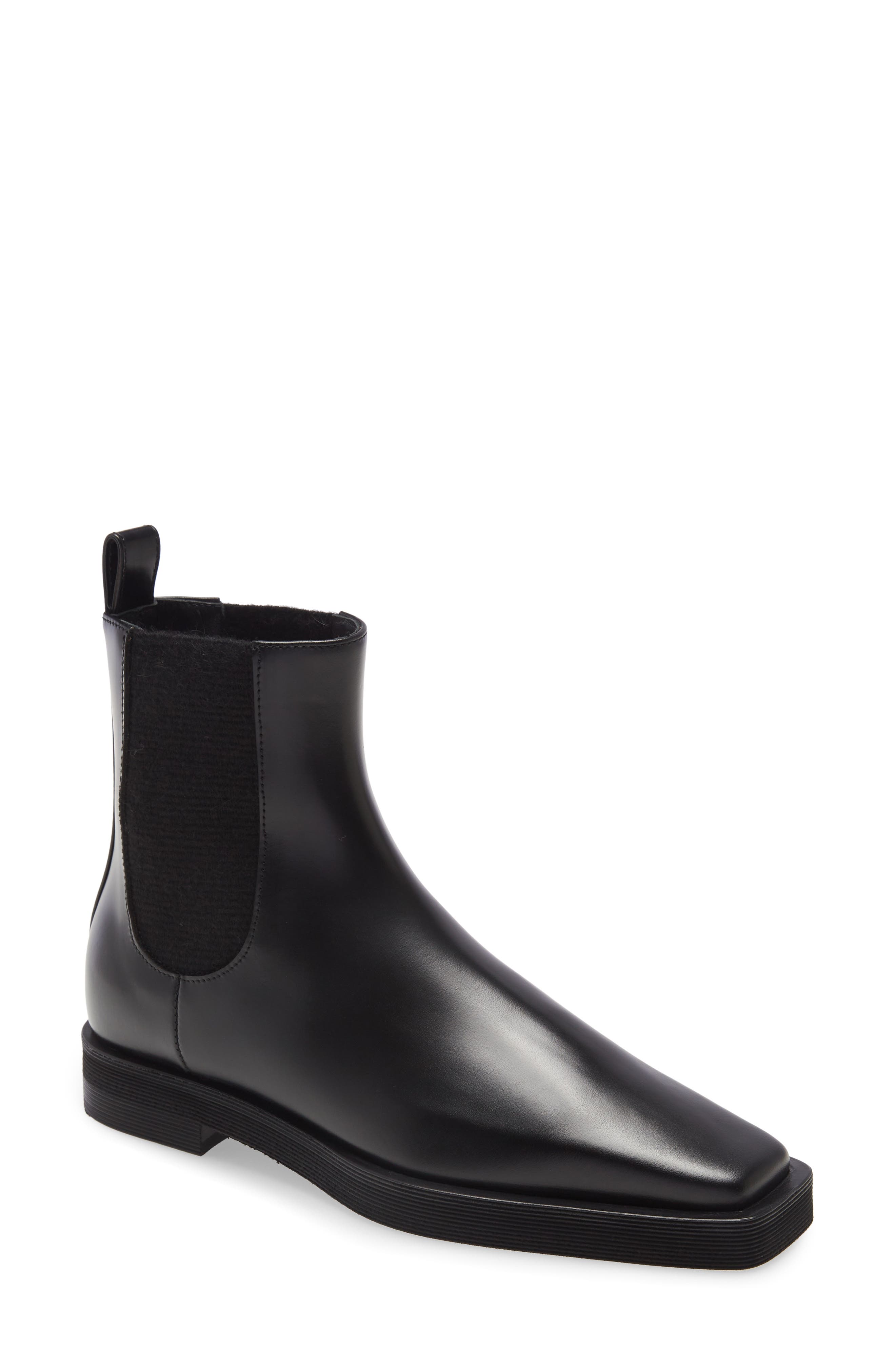 mens square toe chelsea boots black