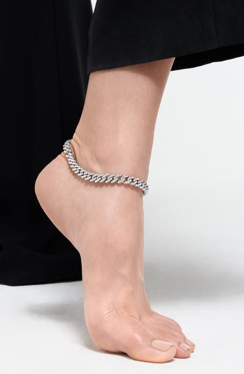 Adornia Crystal Pavé Curb Link Chain Anklet In Silver
