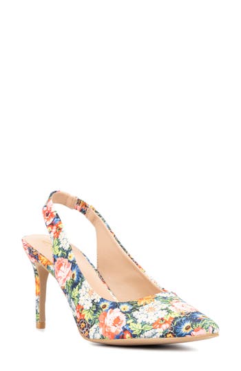 New York And Company Steph Snake Embossed Pointed Toe Slingback Pump In Floral