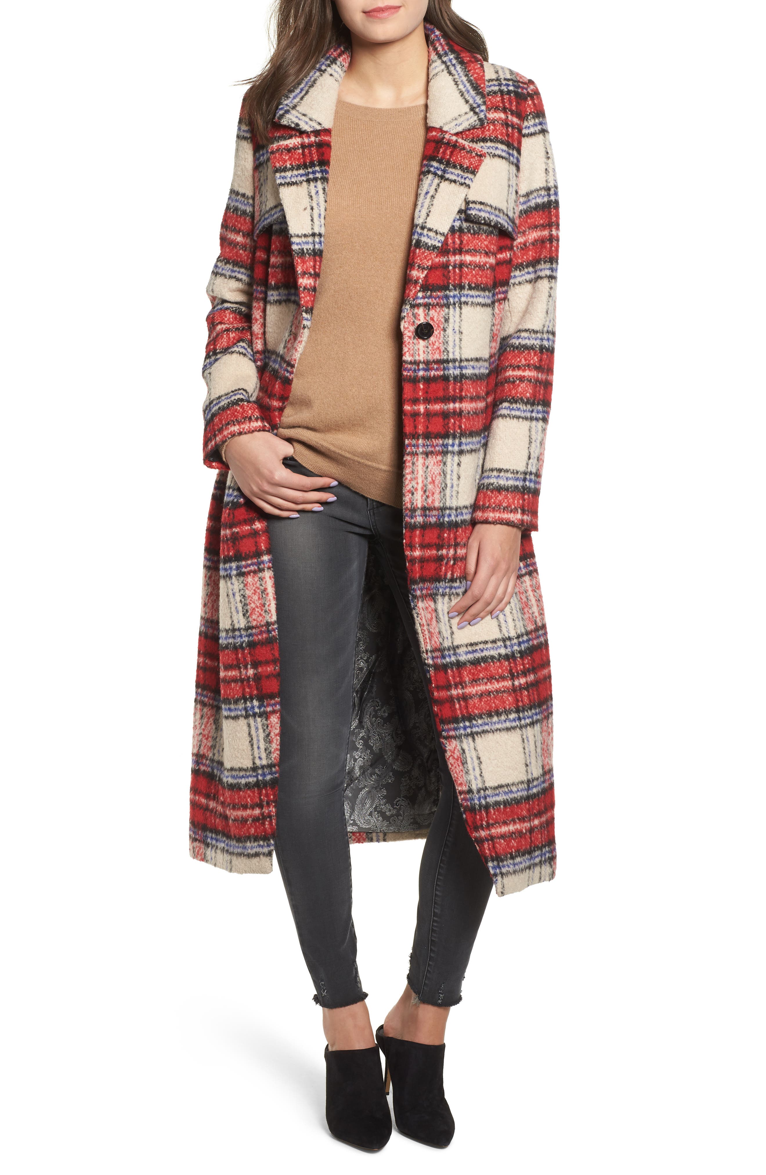 plaid maxi coat