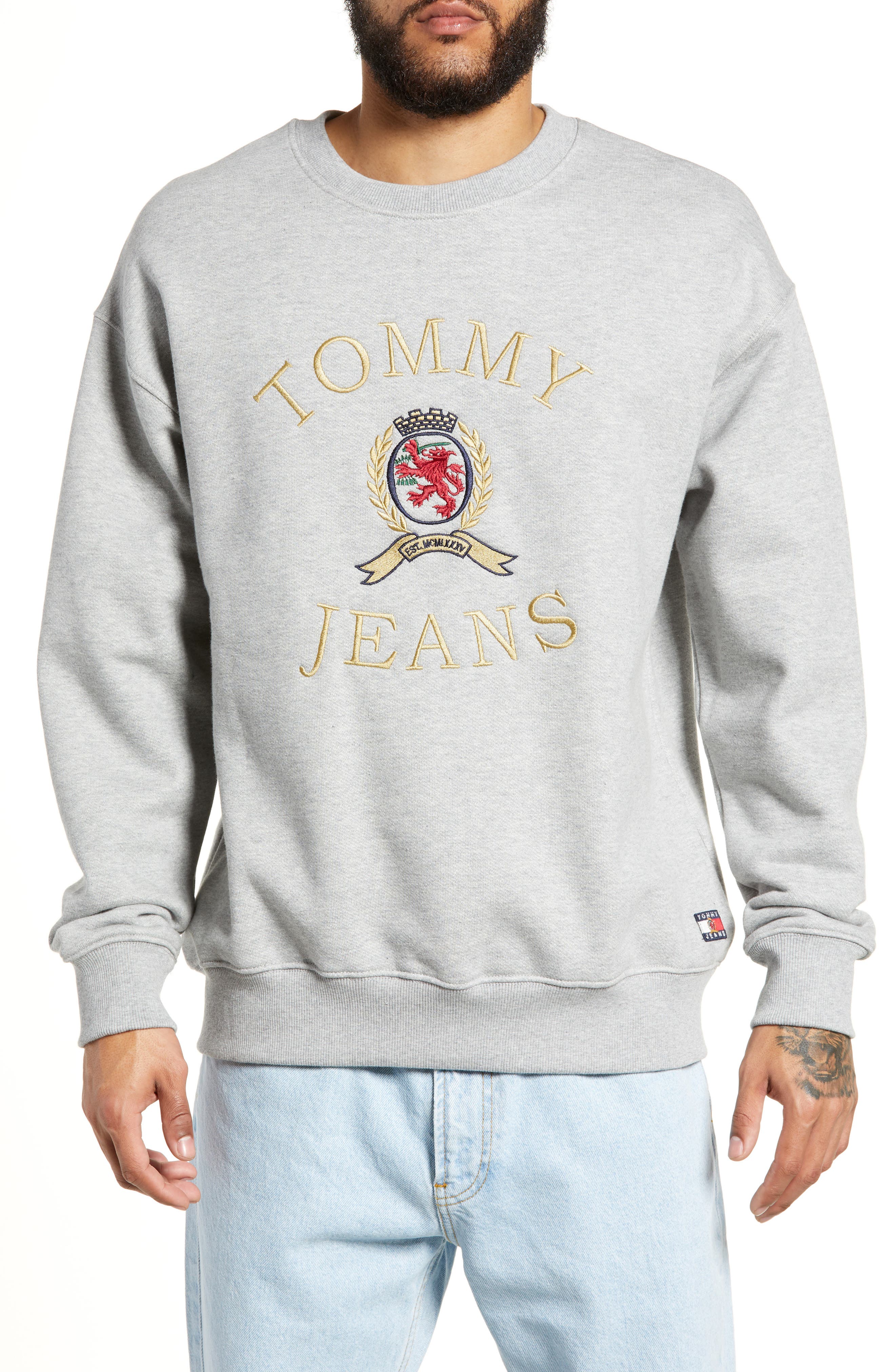 tommy jeans crest crew neck sweatshirt