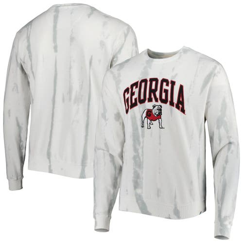 Men's League Collegiate Wear White/Silver Georgia Bulldogs Classic Arch Dye Terry Pullover Sweatshirt