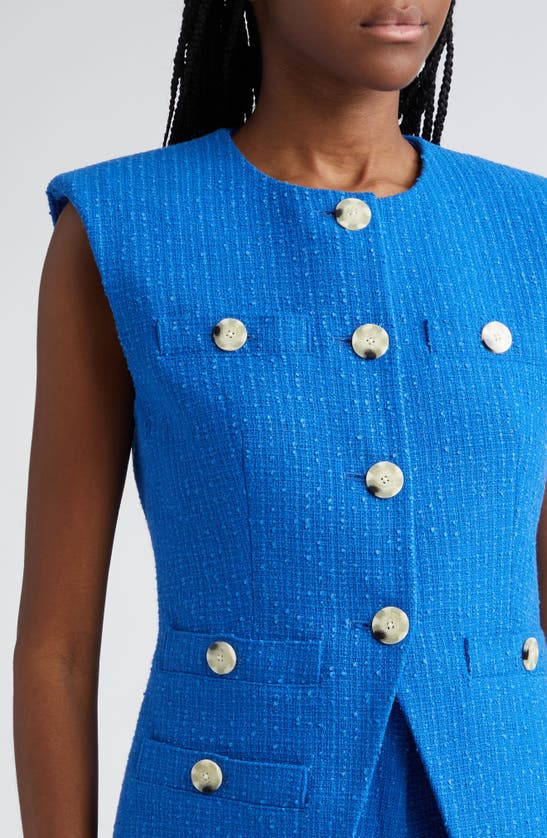 Shop Veronica Beard Tamara Cotton Blend Cutaway Vest In Cobalt