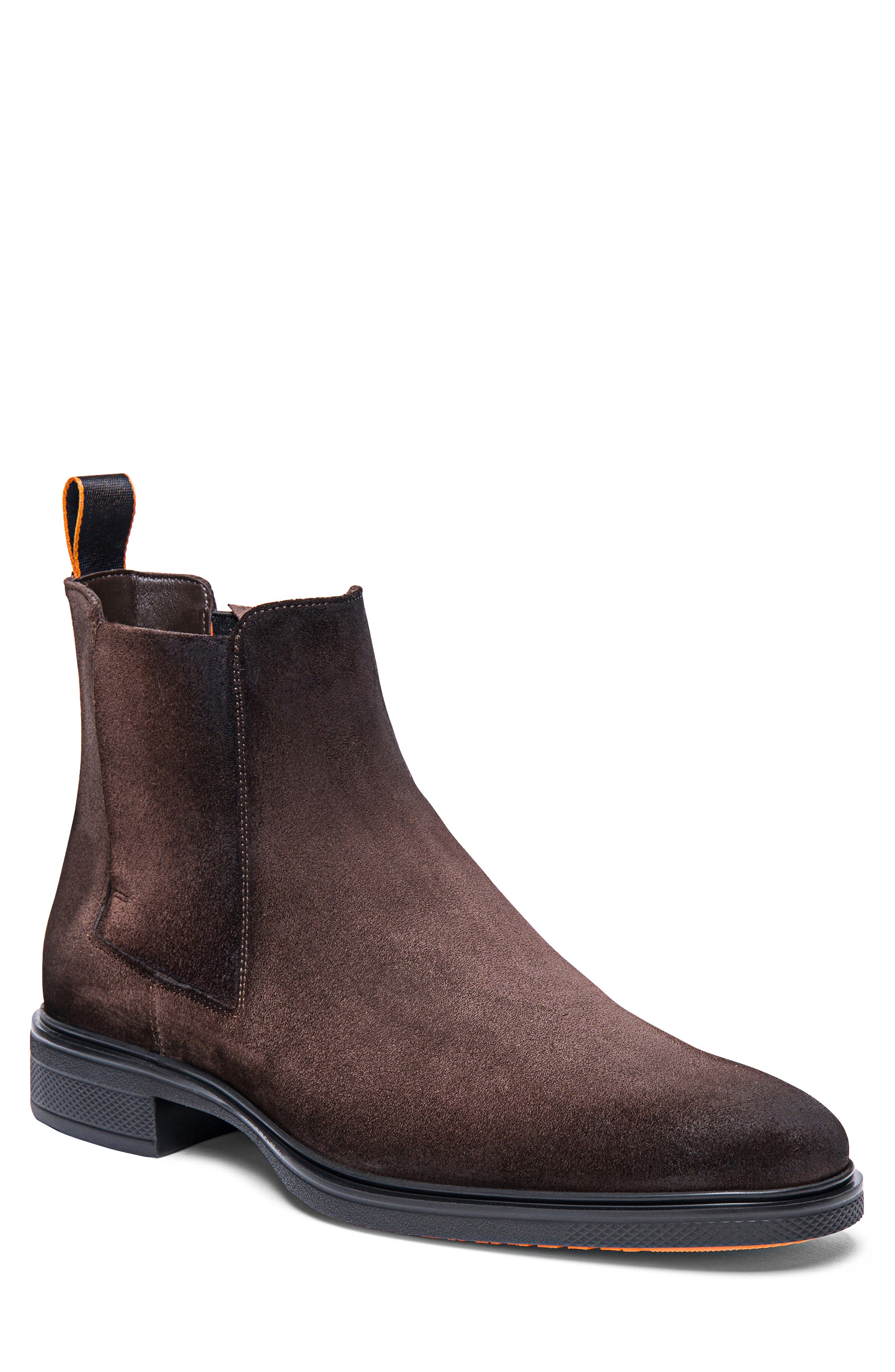 Santoni Detoxify Suede Chelsea Boots In Dark Brown