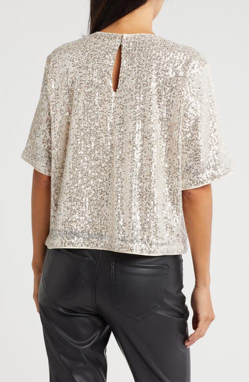 Wishlist Short Sleeve Sequin Top In Champagne