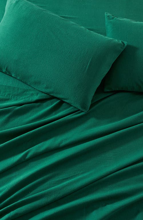 Woven & Weft Solid Cotton Flannel Sheet Set In Spruce Green