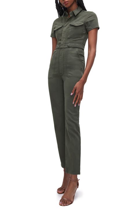 Topshop utility pocket casual jumpsuit in khaki