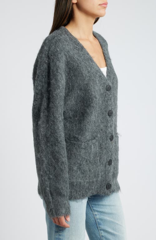 Shop Treasure & Bond Fuzzy Oversize Cardigan In Grey Medium Charcoal Heather