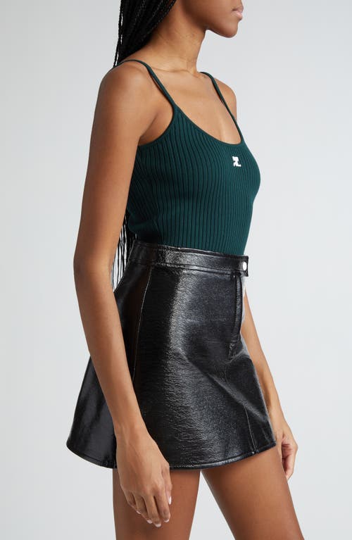 Shop Courrèges Logo Rib Tank Top In Dark Green