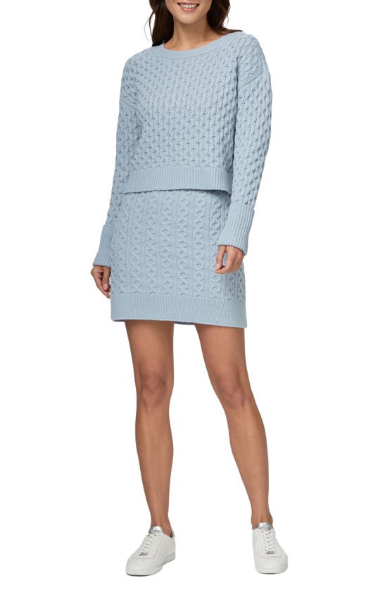 Shop Paige Juliet Cable Wool Blend Sweater Skirt In Vintage Sky Blue