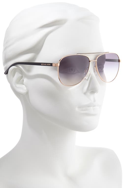 Michael Kors 59mm Aviator Sunglasses In Rose Gold/violet Gradient