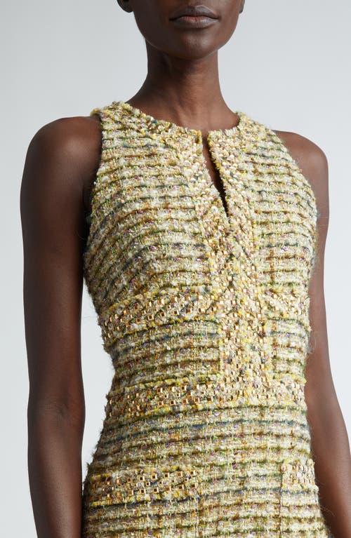 St John St. John Collection Sleeveless Metallic Tweed Sheath Dress In Cypress/moss Multi