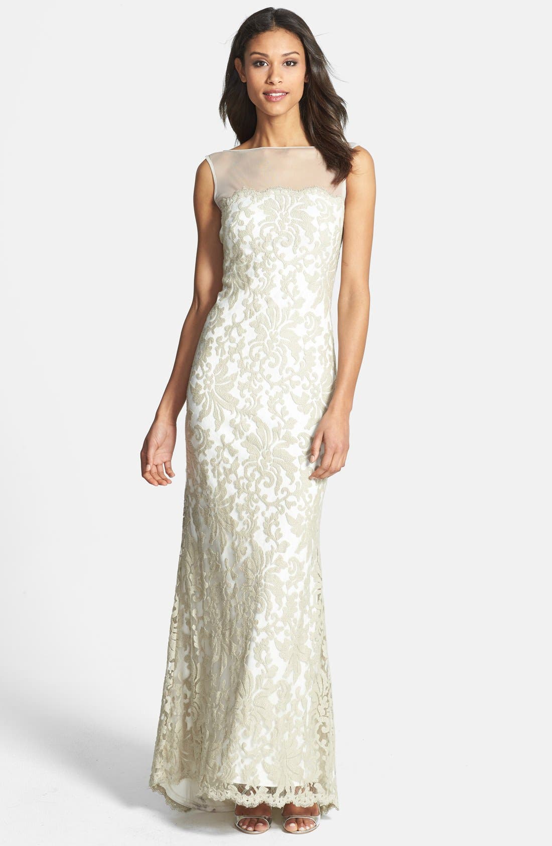 Tadashi Shoji Illusion Yoke Embroidered Lace Gown Nordstrom