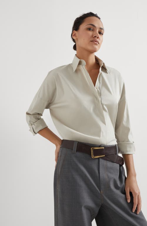 Shop Brunello Cucinelli Poplin Shirt In Oat