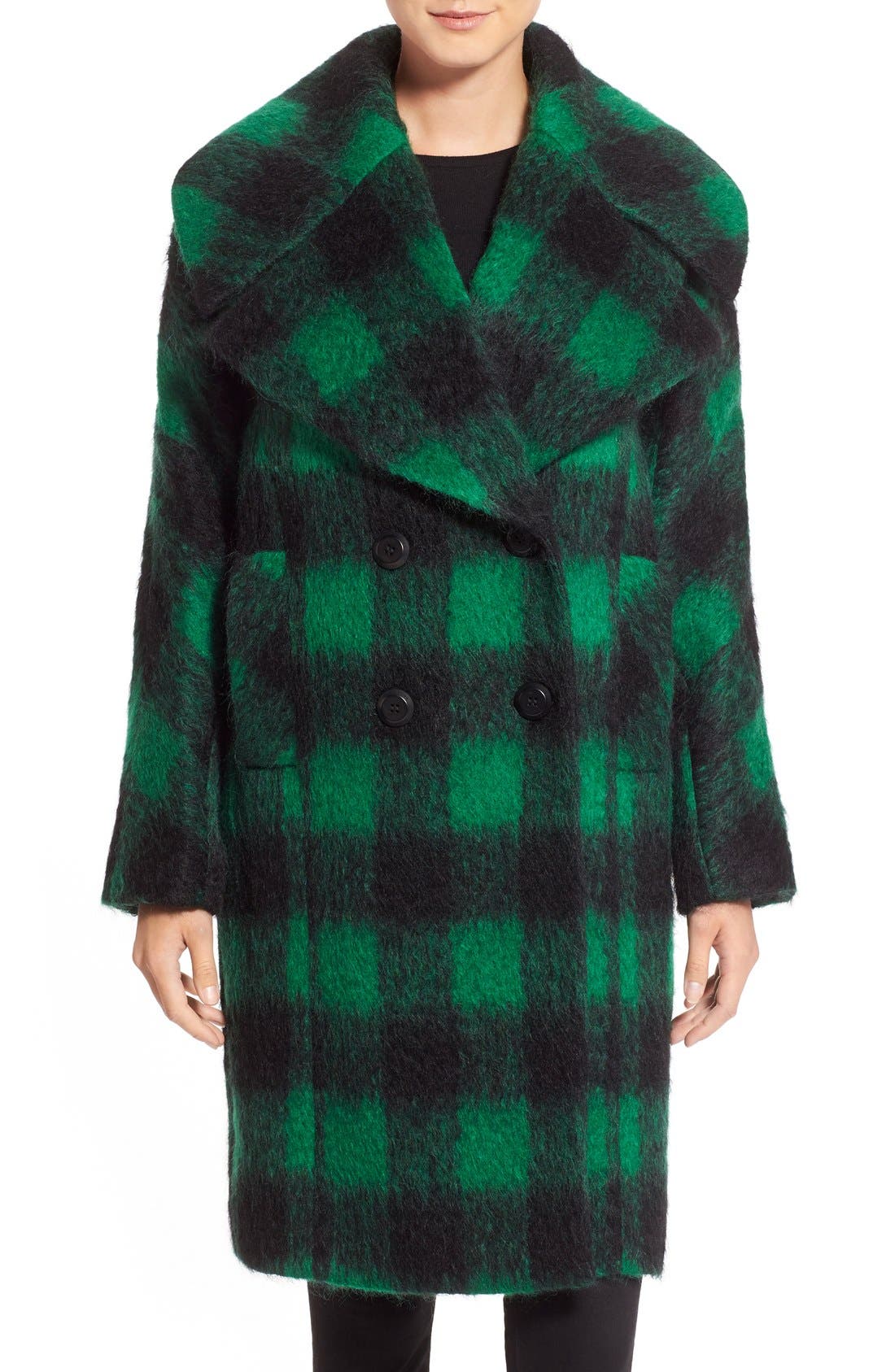 Trina Turk 'Natty' Plaid Double Breasted Long Blanket Coat Nordstrom