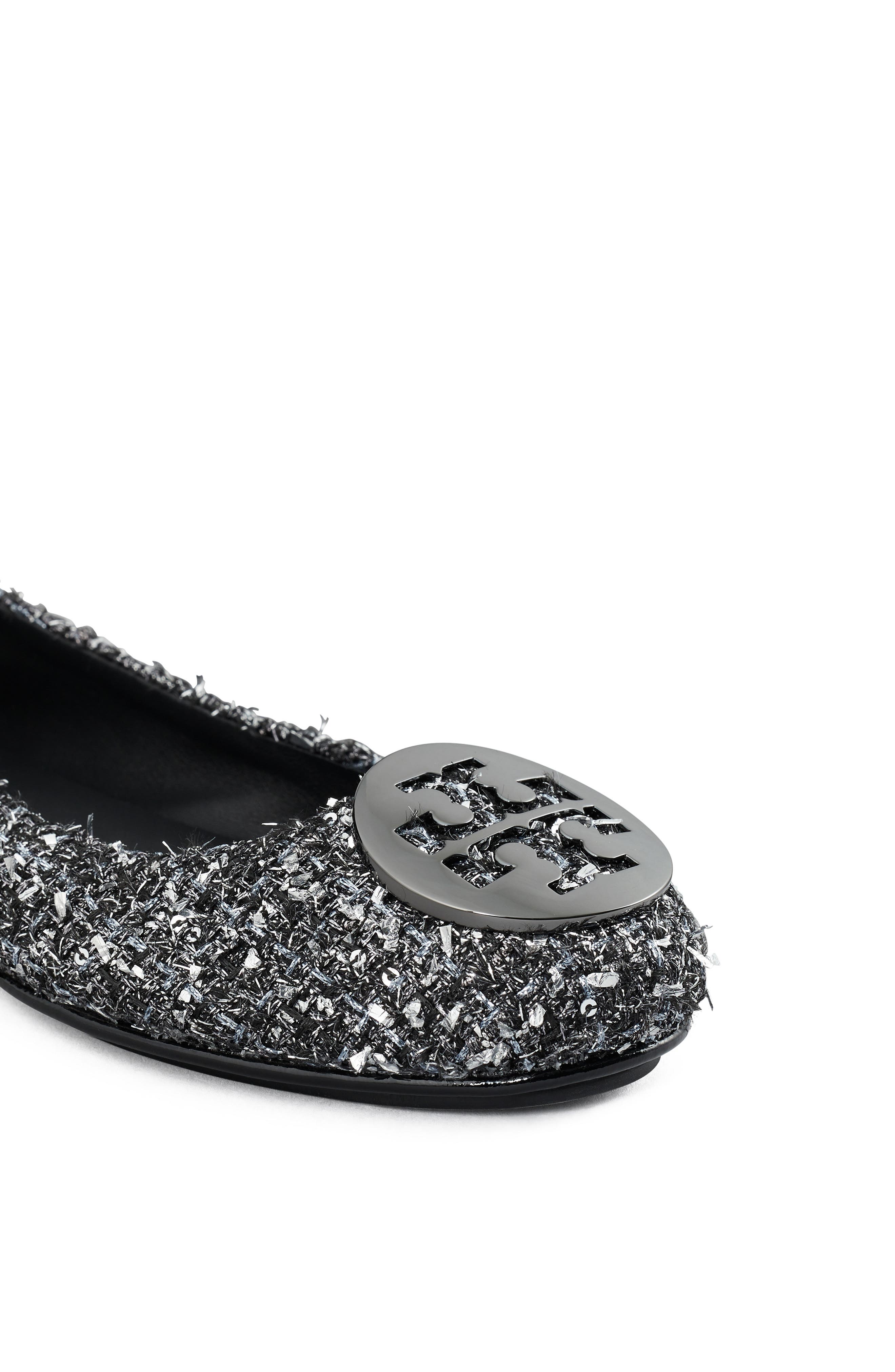 Tory burch minnie clearance travel ballet flat silver