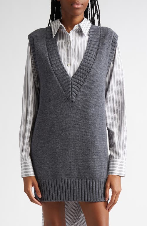 MONSE Boxy Longline Merino Wool Sweater Vest in Charcoal 