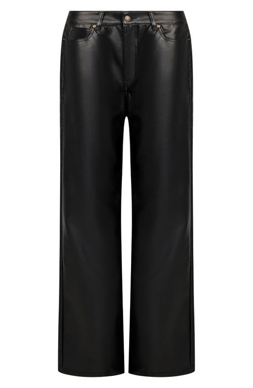 Shop Lioness Top Model Low Rise Wide Leg Faux Leather Pants In Onyx