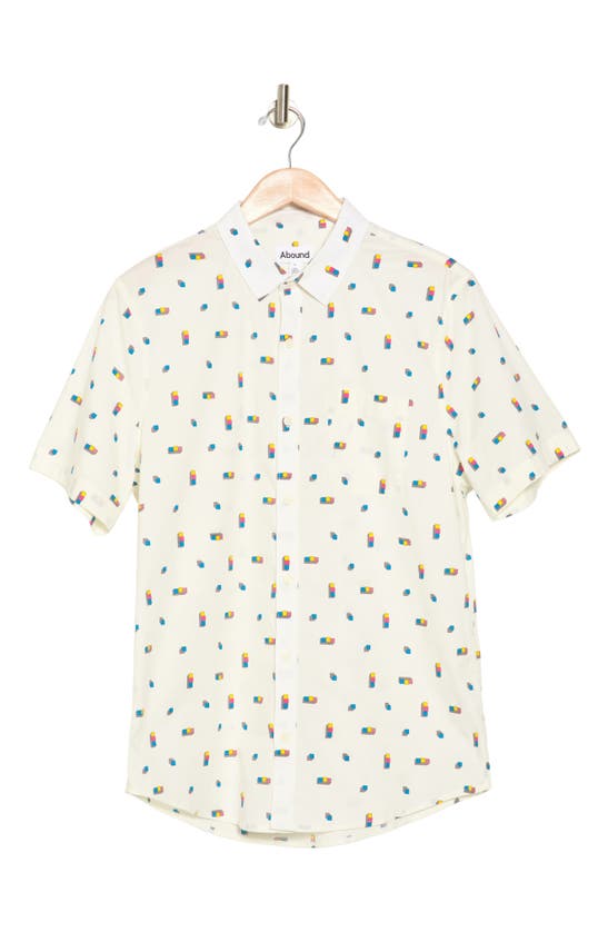 Abound Patterned Short Sleeve Stretch Shirt In White Blocks