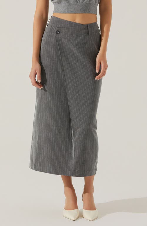 Shop Astr The Label Pinstripe Asymmetric Waist Skirt In Grey Stripe