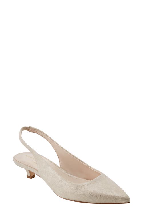 Marc Fisher LTD Posey Kitten Heel Slingback Pump in Light Natural Shimmer 