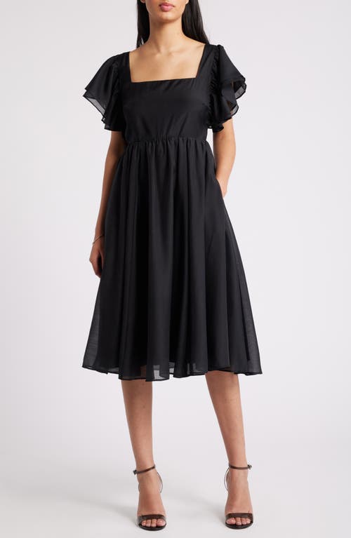 Shop Chelsea28 Ruffle Sleeve Open Back Dress In Black