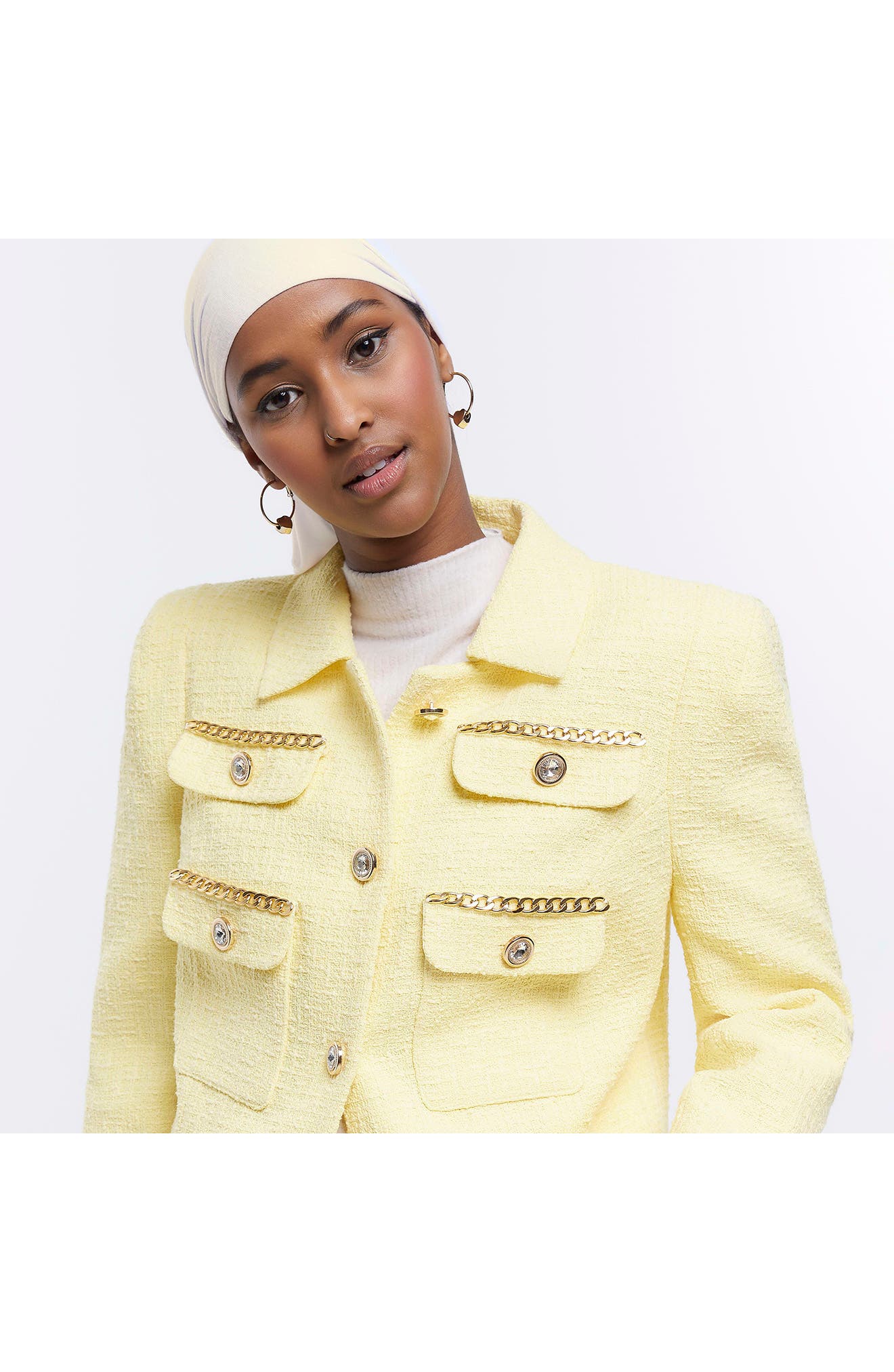 Yellow on sale boucle jacket