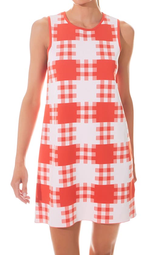 Grey Lab Gingham Check Mini Sweater Dress In Orange