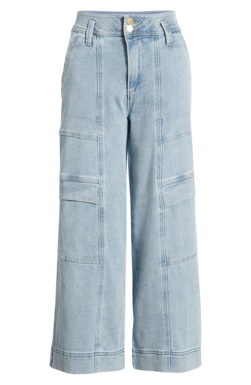 'Ab'Solution Skyrise Patch Pocket Crop Wide Leg Jeans in Light Blue