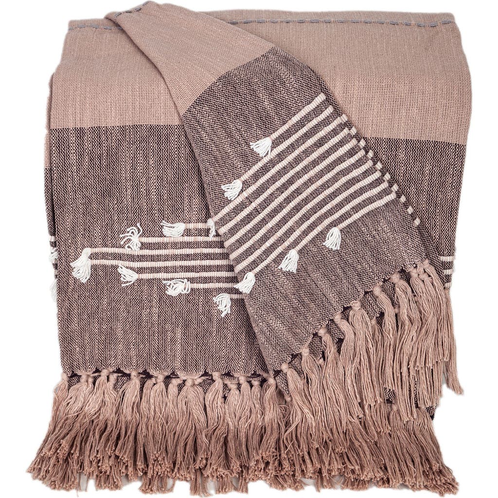 Parkland Collection Adonia Fringe Throw Blanket In Grey Brown
