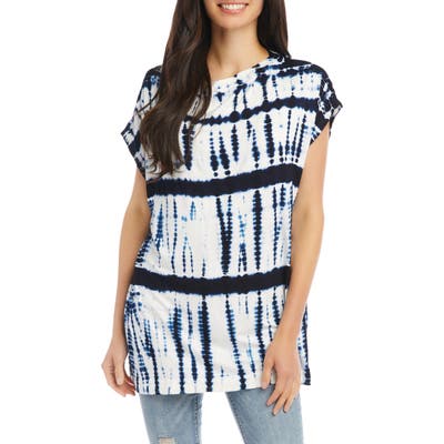 Karen Kane Boat Neck Tie-Dye Tunic, Blue