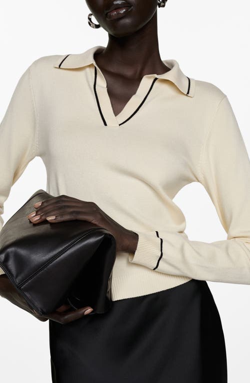 Mango Spread Collar Sweater In Ecru