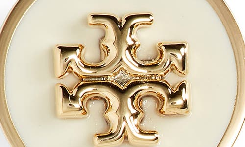 Shop Tory Burch Kira Enamel Circle Stud Earrings In Tory Gold/new Ivory