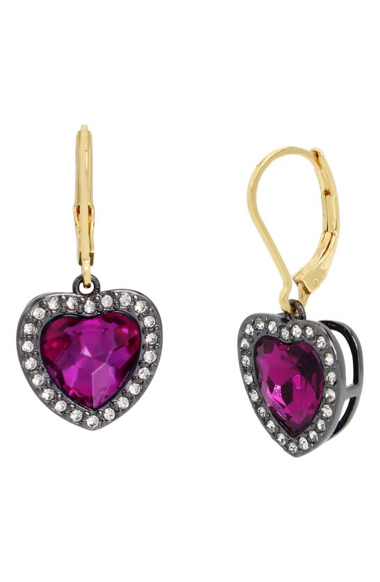 Shop Kurt Geiger London Heart Halo Drop Lever Back Earrings In Pink