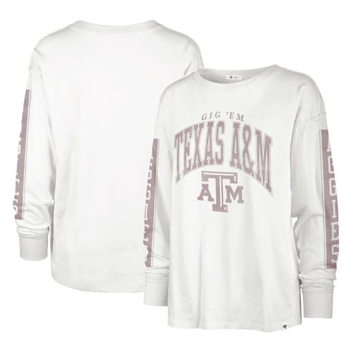 Women's '47 White Texas A & M Aggies Statement SOA 3-Hit Long Sleeve T-Shirt