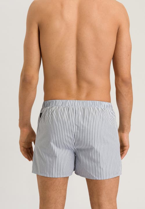 Hanro Fancy Woven Boxer In Light Grey Stripe