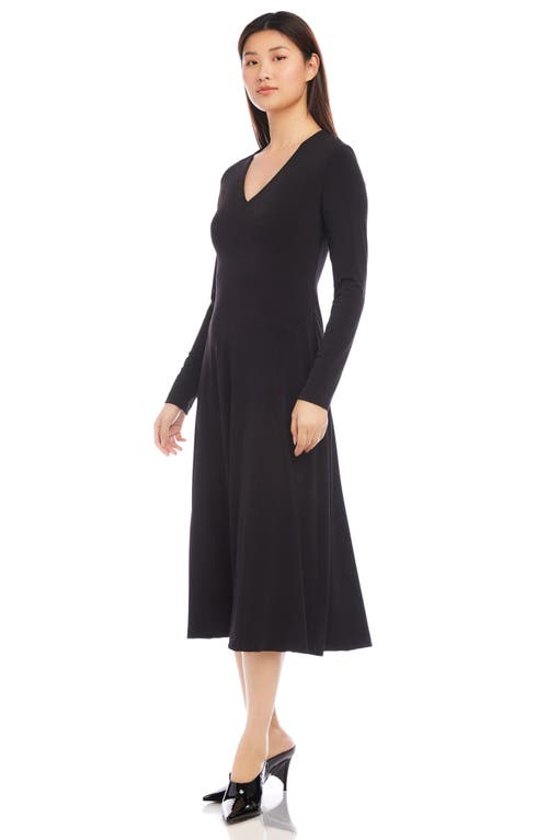 Shop Karen Kane Kate Long Sleeve Jersey Midi Dress In Black