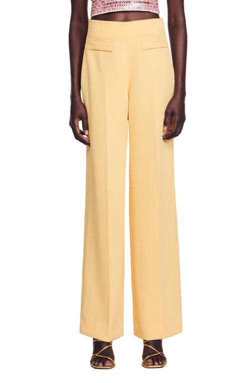 Sandro Ryanel Hollywood Waist Wide Leg Pants In Yellow Orange