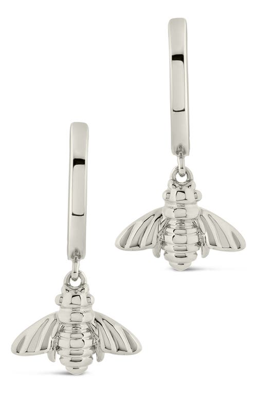 Sterling Forever Bee Charm Huggie Hoop Earrings In Silver