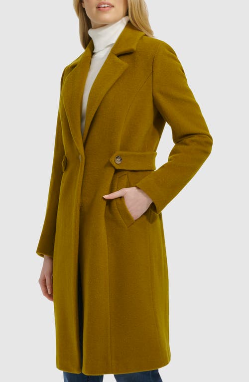 Shop Cole Haan Slick Wool Blend Coat In Kiwi