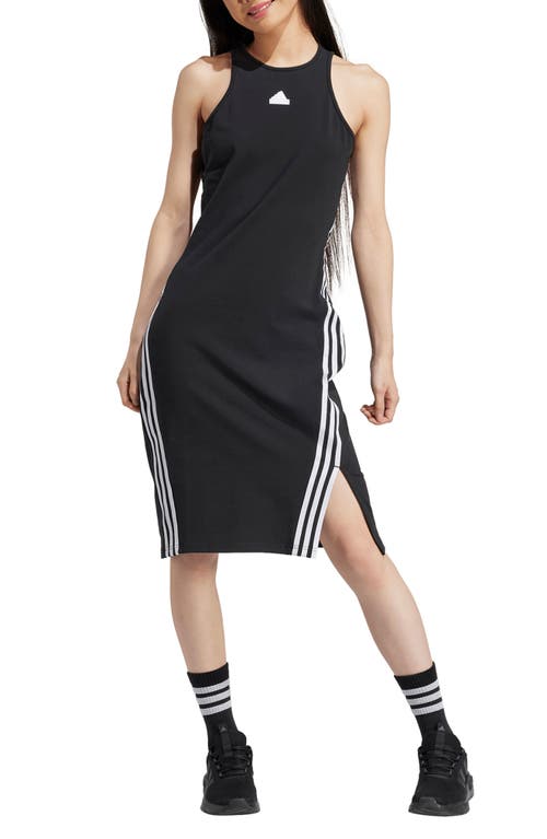 adidas Future Icons 3-Stripes Stretch Cotton Dress Black/White at Nordstrom,