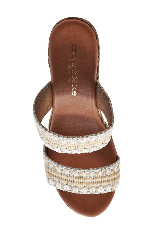 Shop Andre Assous André Assous Nolita Raffia Wedge Slide Sandal In Beige/white Fabric