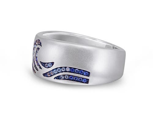 Luvmyjewelry Surf Up Sterling Sapphire & Topaz Silver Band Men Ring In Silver