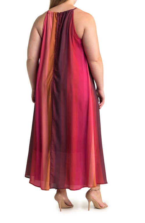 Shop By Design Belinda Sleeveless Georgette Maxi Dress In Red/pink Combo