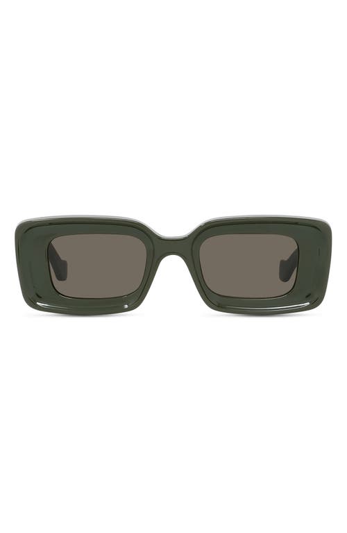 Shop Loewe Anagram 46mm Geometric Sunglasses In Shiny Dark Green/brown