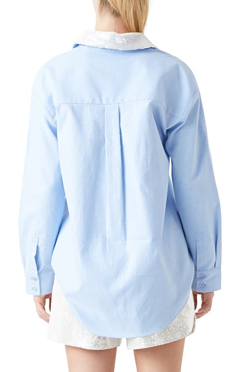 Shop Grey Lab Oversize Oxford Button-up Shirt In Blue Multi