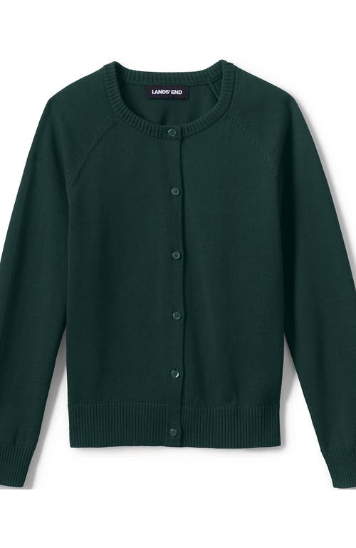 Shop Lands' End School Uniform Girls Cotton Modal Cardigan Sweater In Evergreen